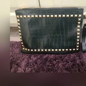 Studded Croc Clutch